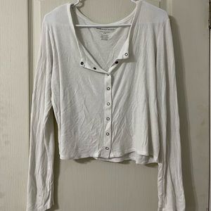 American Eagle Outfitters Long Sleeve Ribbed White Top. Size XL